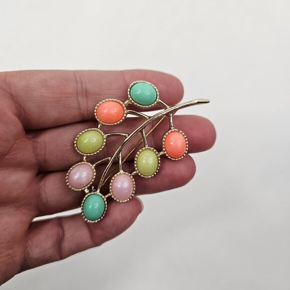 Sarah Coventry Pastel Easter Egg Brooch Candy Land Multicolor Open Back Pin - Picture 7 of 9